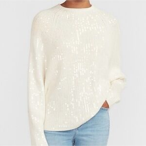 EXPRESS Gorgeous Cream Sequin Sweater🆕